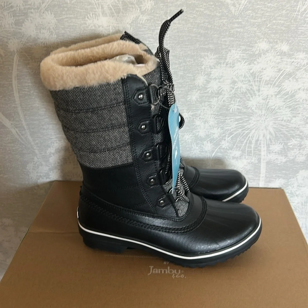 JBU by Jambu Women's Chilly Mid-Calf Boots Faux Leather Faux Fur Lined Size 6